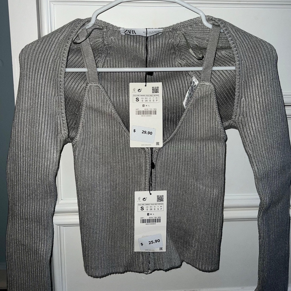 Zara Gray Ribbed Women's Top